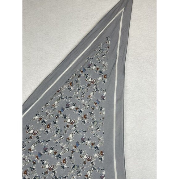St Michael Rayon Twill Triangle Long Scarf 29"x46” Grey Polka Square Dancers - Picture 5 of 8